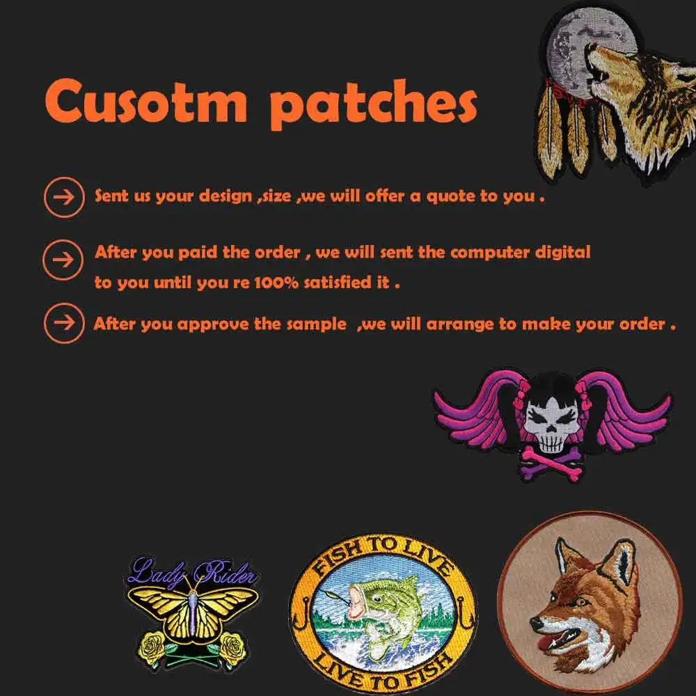 Parche bordado personalizado para coser o planchar logo en respaldo