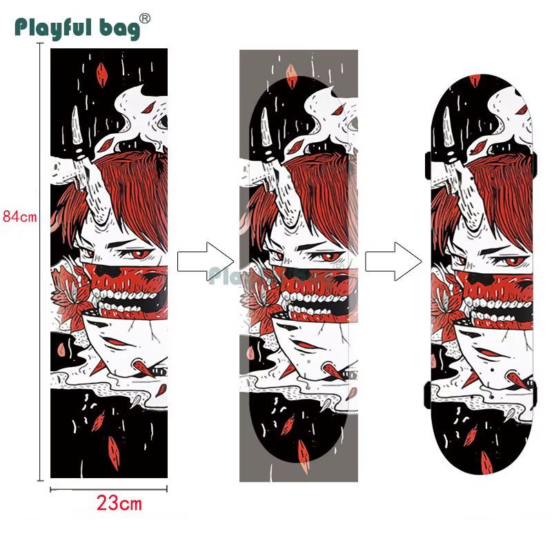 Proceso de aplicación del grip sobre una tabla de monopatín