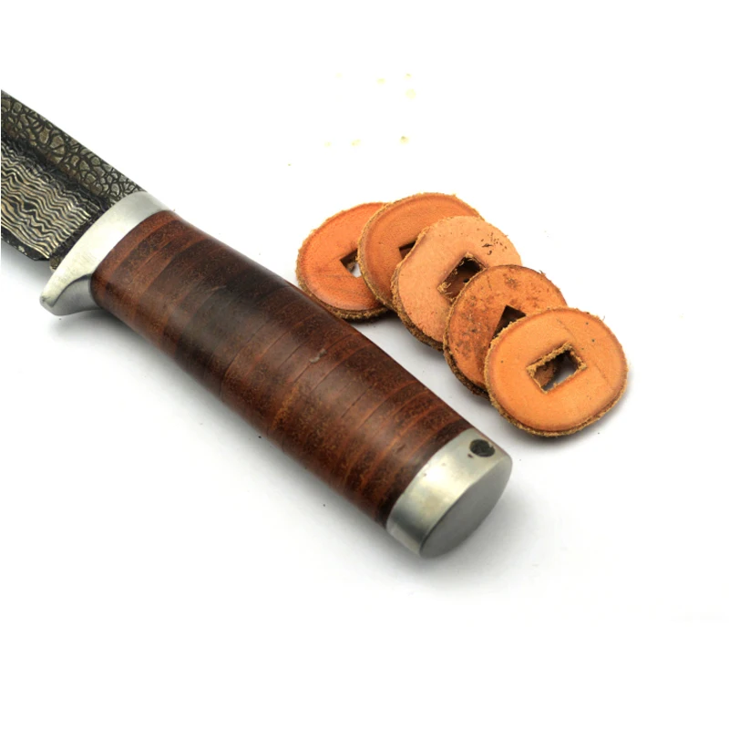 Kabar Anillos de cuero vaca y básculas para cuchillo recto DIY - imagen 3