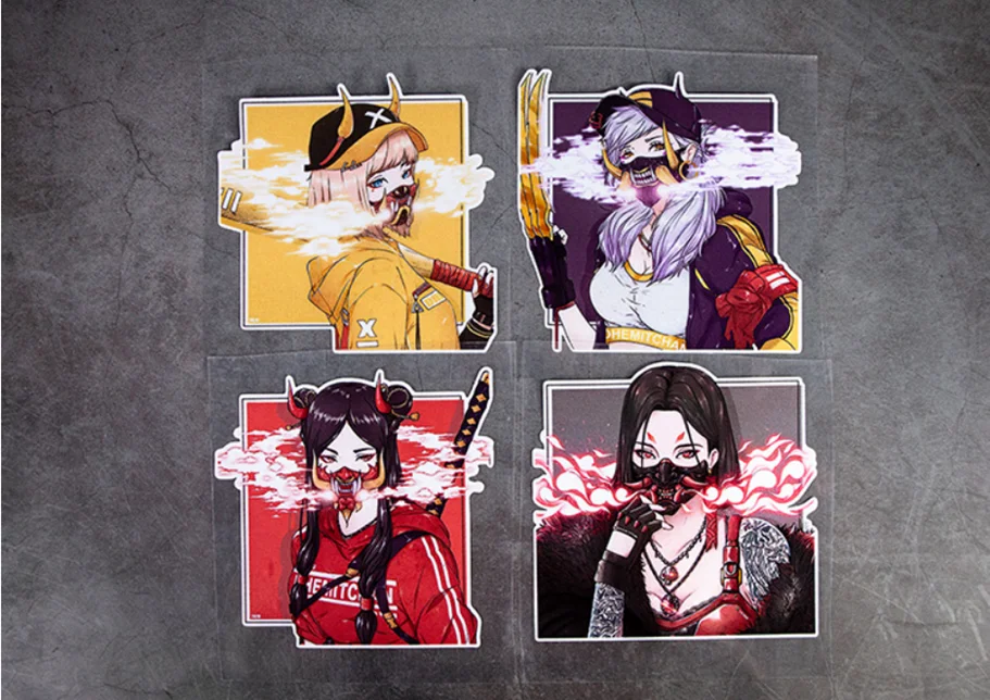 Diseño completo de la pegatina reflectante Samurai Girl GK5