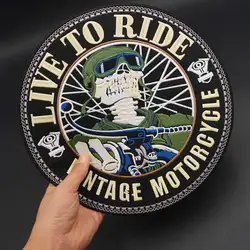 Live to Ride Parche bordado táctico para motociclistas profesionales