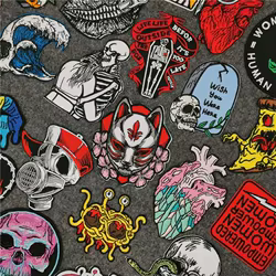 Parche bordado punk calavera – Negro y rojo para chaleco