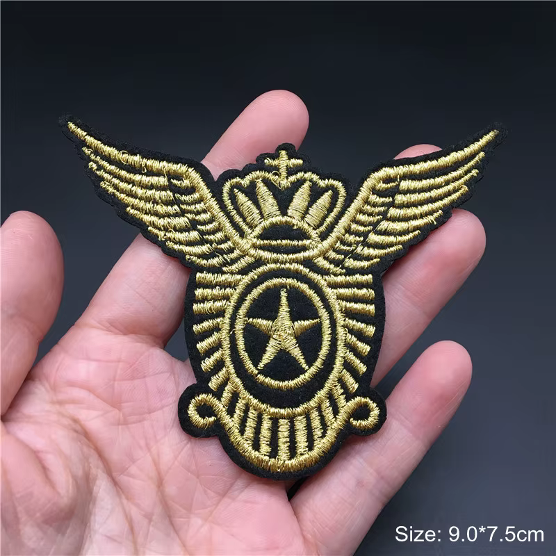 Parche militar bordado alas doradas estrellas – Insignia táctica para planchar - imagen 2