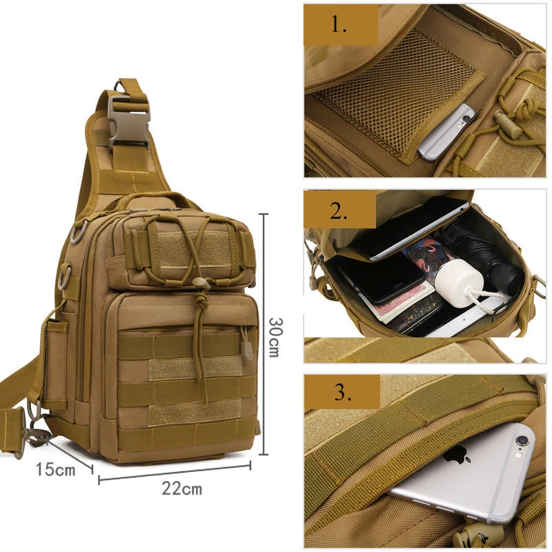Bolsa táctica de pecho camuflaje impermeable gran capacidad - imagen 4