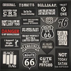 Parche bordado texto a rayas para ropa - insignia de banda de Rock