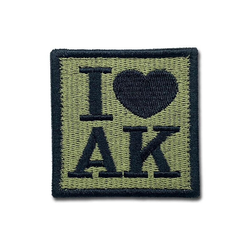 Insignia parche bordado I Love AK – velcro táctico para uniforme