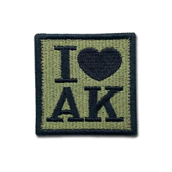 Insignia parche bordado I Love AK – velcro táctico para uniforme