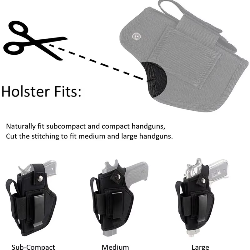 Pistolera táctica ambidiestra IWB/OWB con clip de metal intercambiable