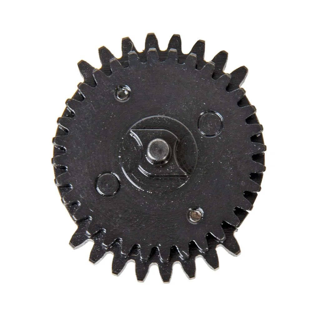 Vista detallada del engranaje y placa