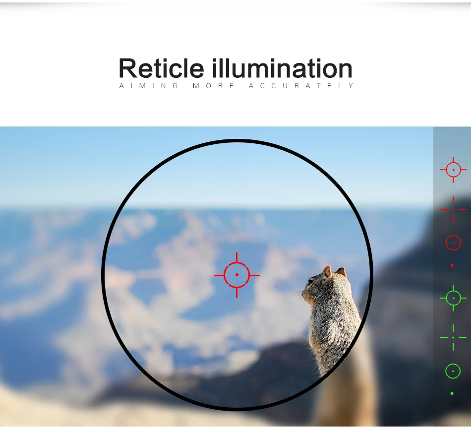 Mira reflex con opciones de retícula
