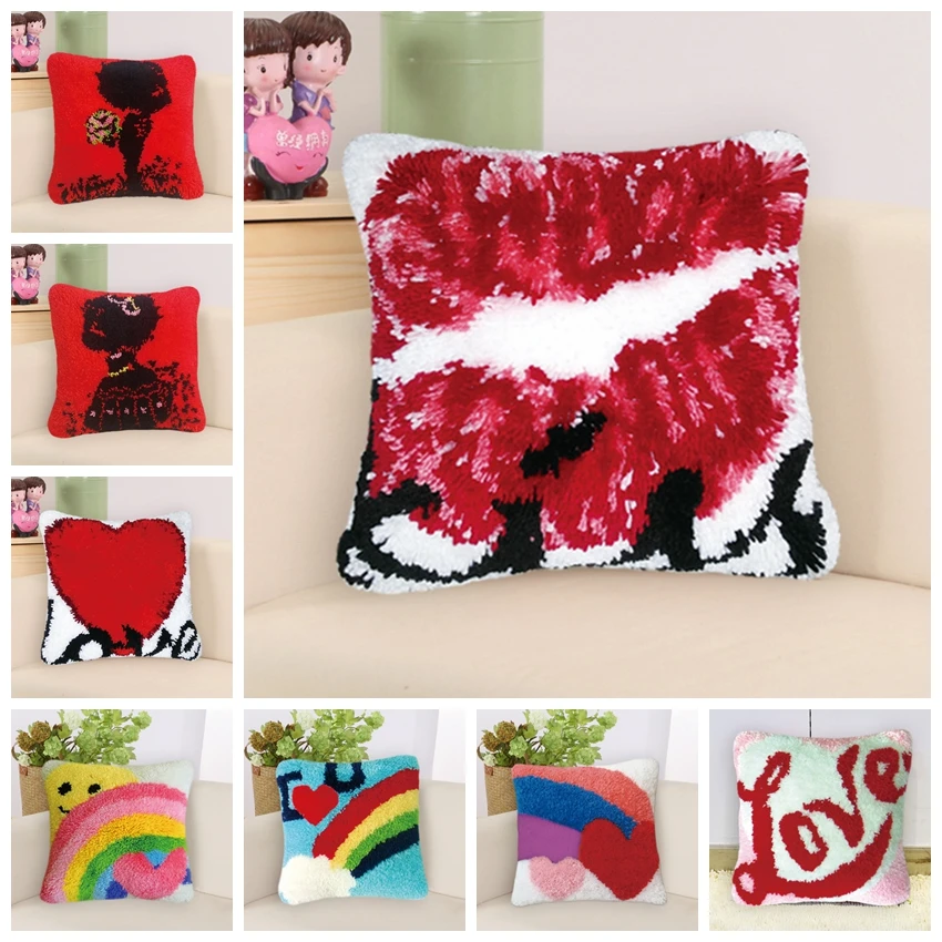 Kit bordado DIY flores Foamiran – Almohada latch hook regalo