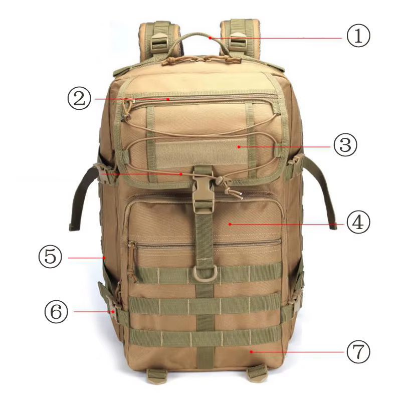 Mochila táctica vista trasera con correas