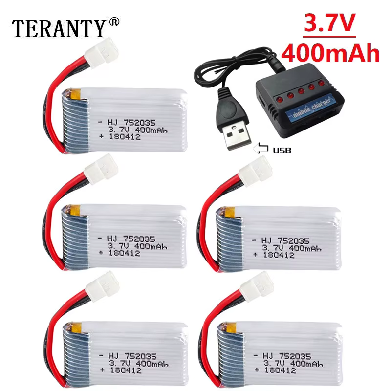 Batería LiPo 3.7V 400mAh drone RC – Cargador compatible
