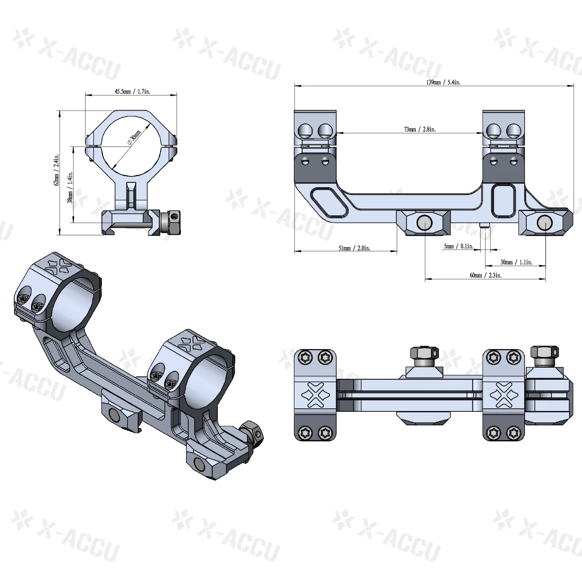 Victoptics Montura Picatinny 30mm extensible rifle táctico FDE Coyote - imagen 3
