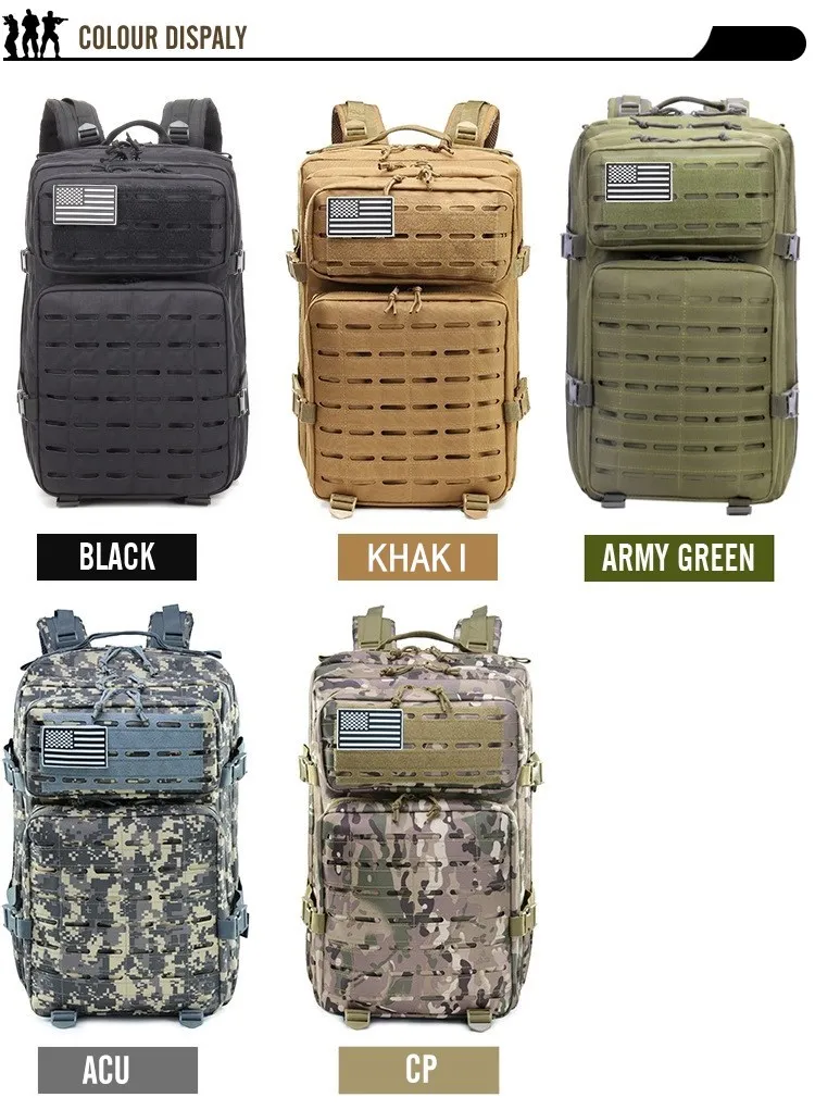 Mochila táctica de 45L en uso