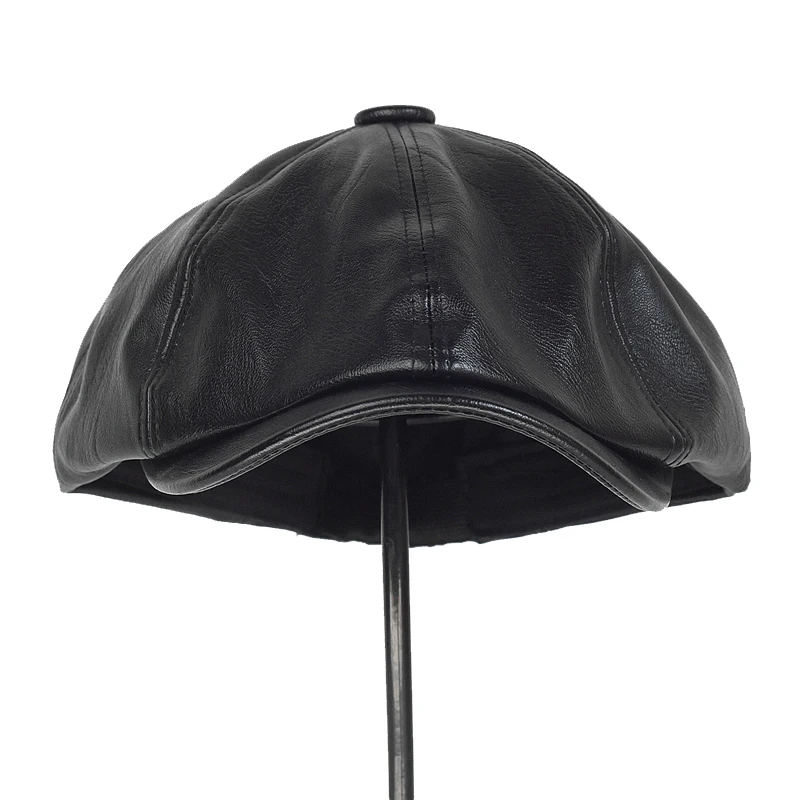 Gorra táctica octogonal de cuero PU retro para todo el año - imagen 3