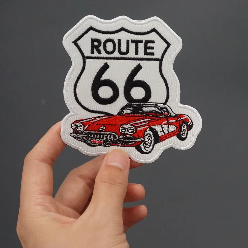 Parche bordado Route 66 - Termoadhesivo con gancho para cuero - imagen 3
