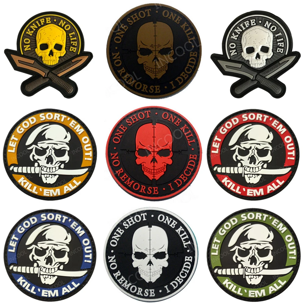 Parche MOLLE calavera PVC adhesivo para mochilas y chalecos tácticos - imagen 4