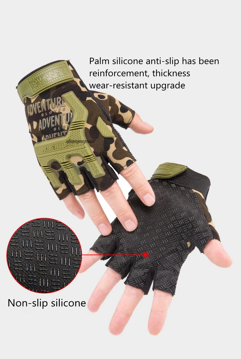 Guantes tácticos con protección de goma y anillo colgante
