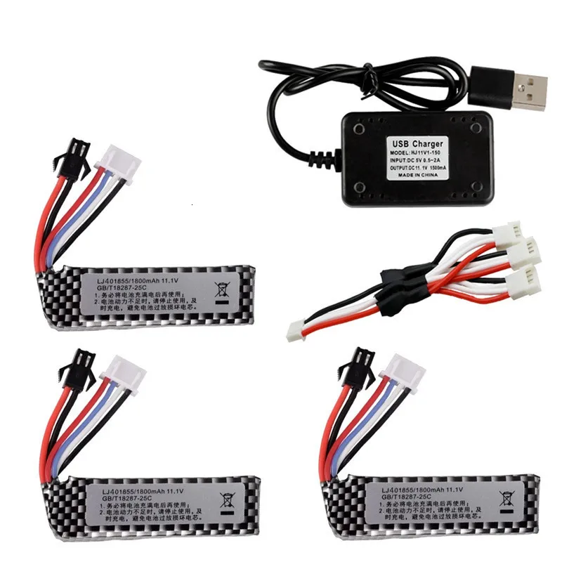Batería Lipo 11,1 V 3S con cargador USB