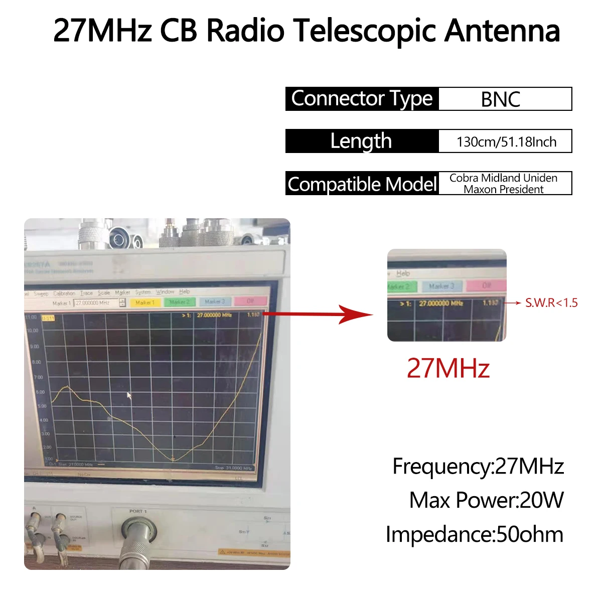Antena CB portátil 27MHz compatible Baofeng Quansheng - imagen 3