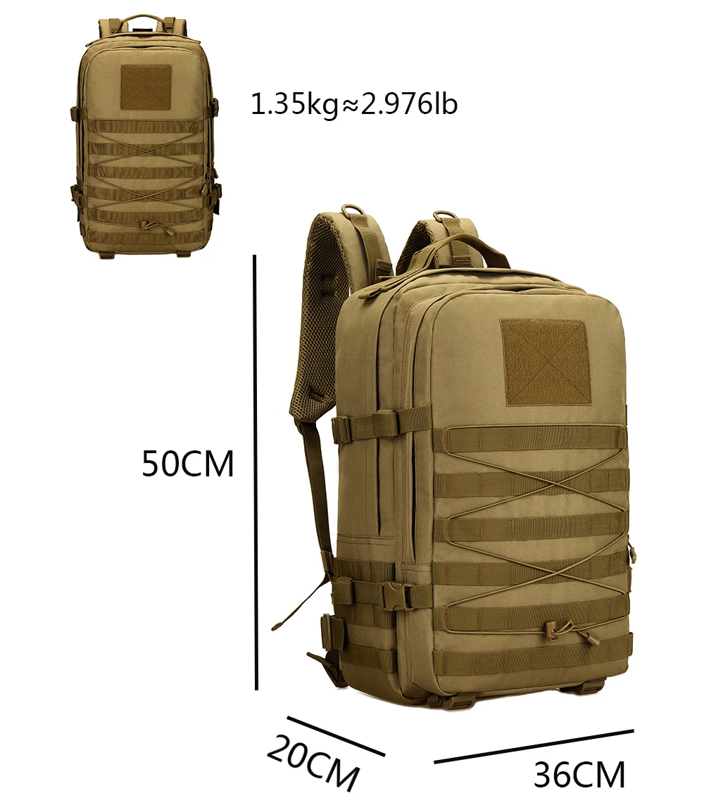 Mochila táctica con sistema Molle y compartimentos