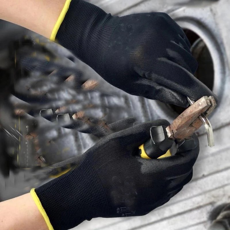 Guantes seguridad PU nylon de trabajo construcción y jardinería - imagen 2