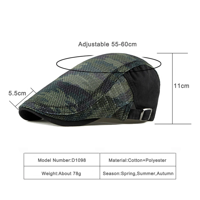 Boinas de verano unisex con visera de malla transpirable