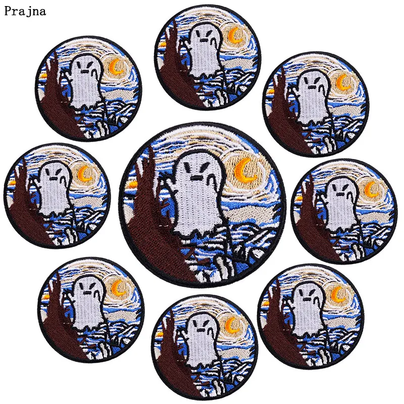 Parche bordado Prajna Van Gogh – Estampado nocturno táctico para equipamiento - imagen 2