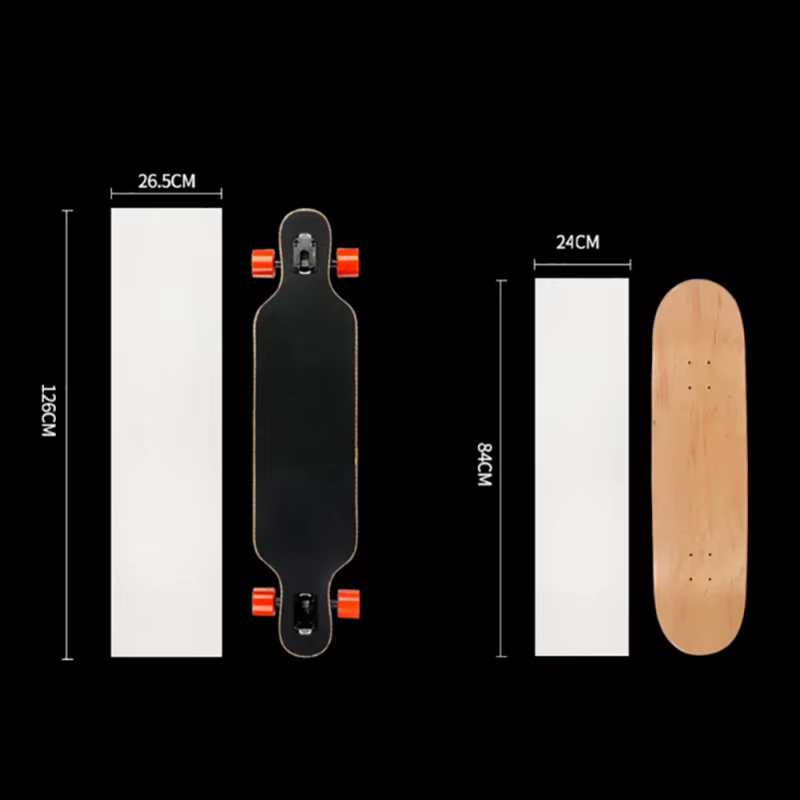 Papel de lija adhesivo aplicado en patineta