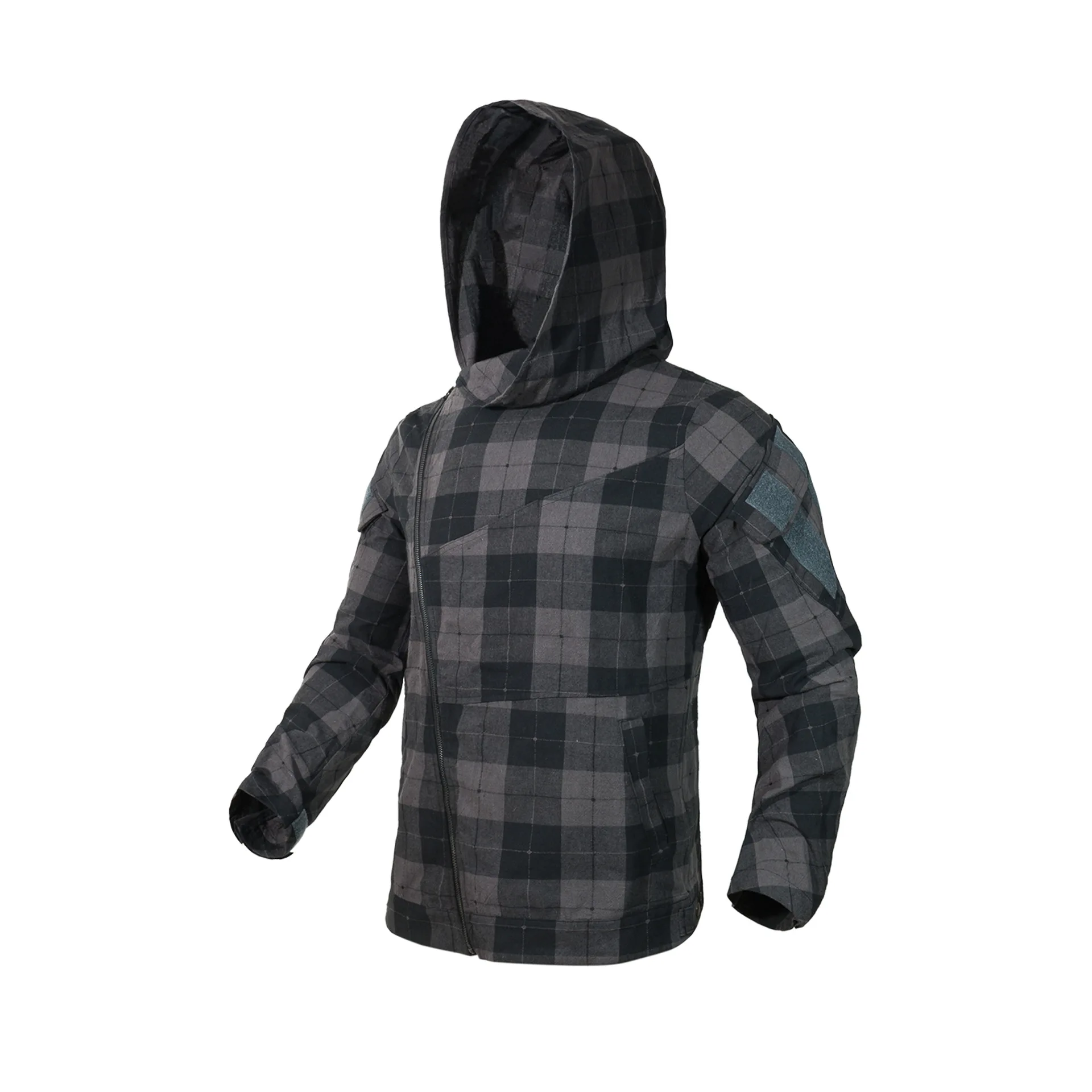 Camisa táctica con capucha de algodón a cuadros, transpirable - imagen 4