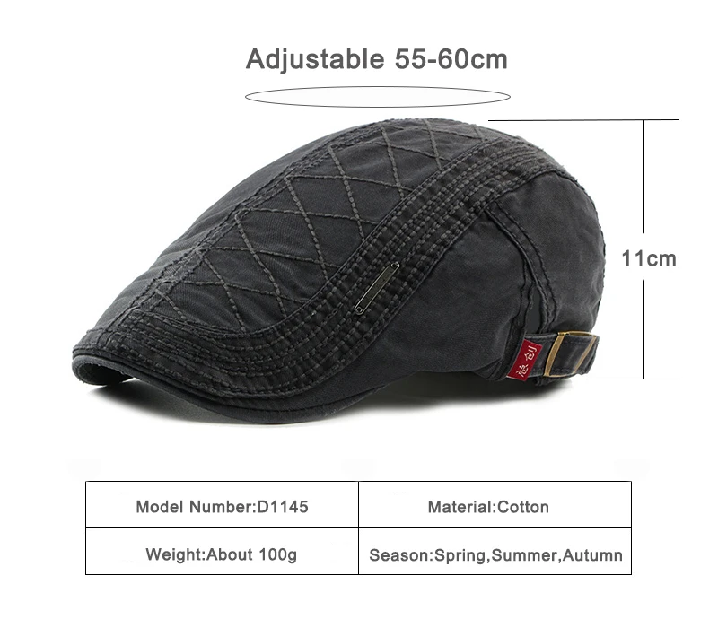 Boina informal con visera plana