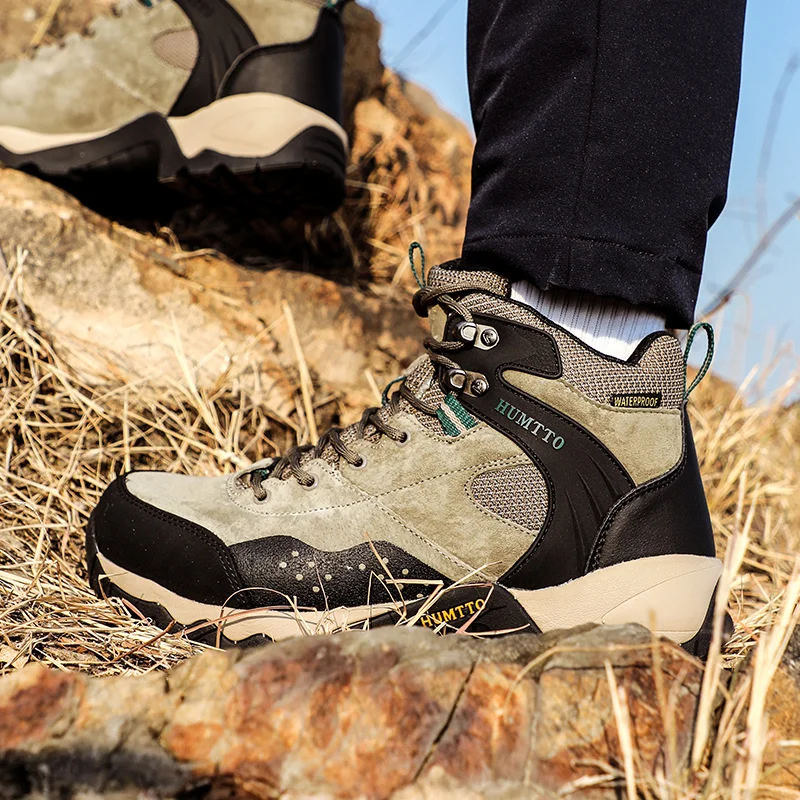 Botas tácticas impermeables de cuero para senderismo unisex