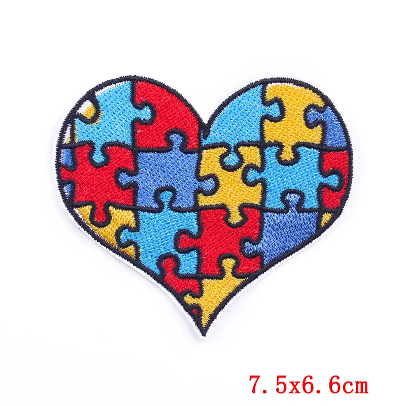 Parche bordado amor rompecabezas colorido para coser o planchar - imagen 2