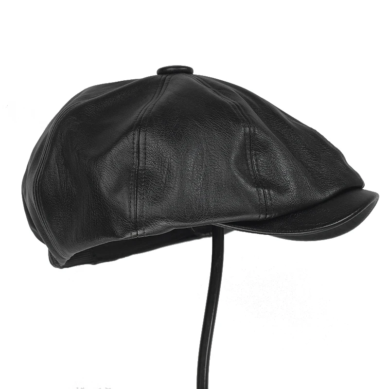 Gorra táctica octogonal de cuero PU retro para todo el año - imagen 5