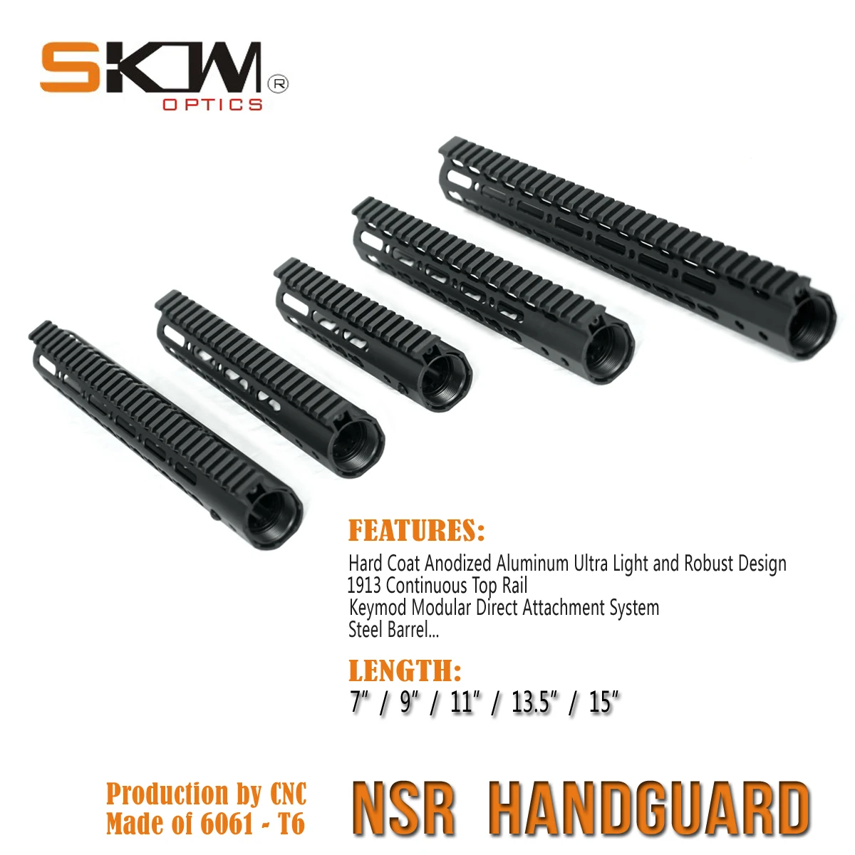 Protector de mano SKWGEAR Keymod M-LOK con montaje Picatinny