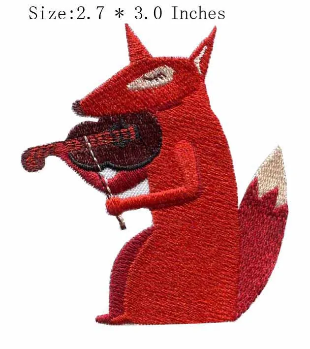 Parche bordado Little Fox violín rojo para gorra de béisbol insignia