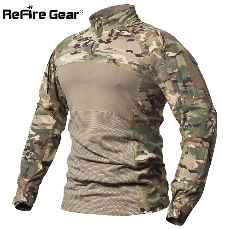ReFire Gear Camisa de Combate Multicam – Algodón Táctico Manga Larga - imagen 3