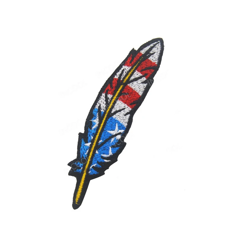 Parche táctico militar bordado plumas multicolor con bandera EE. UU.