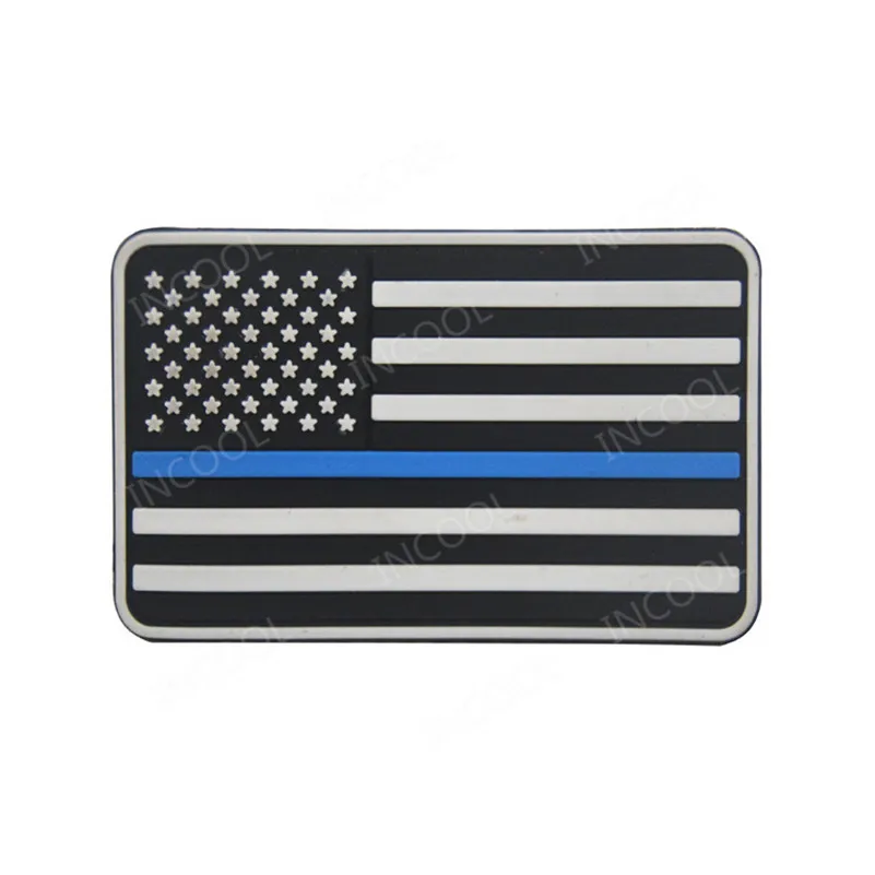 Parche PVC bandera americana EE.UU. – Línea Azul táctico MOLLE - imagen 3