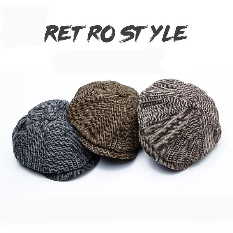 Wuaumx Gorra newsboy tweed octogonal estilo detective térmica - imagen 2
