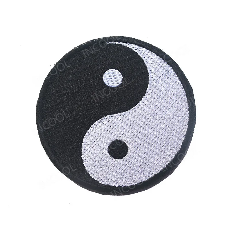 Parche bordado Yin Yang gato dragón pájaro negro blanco para mochila - imagen 2