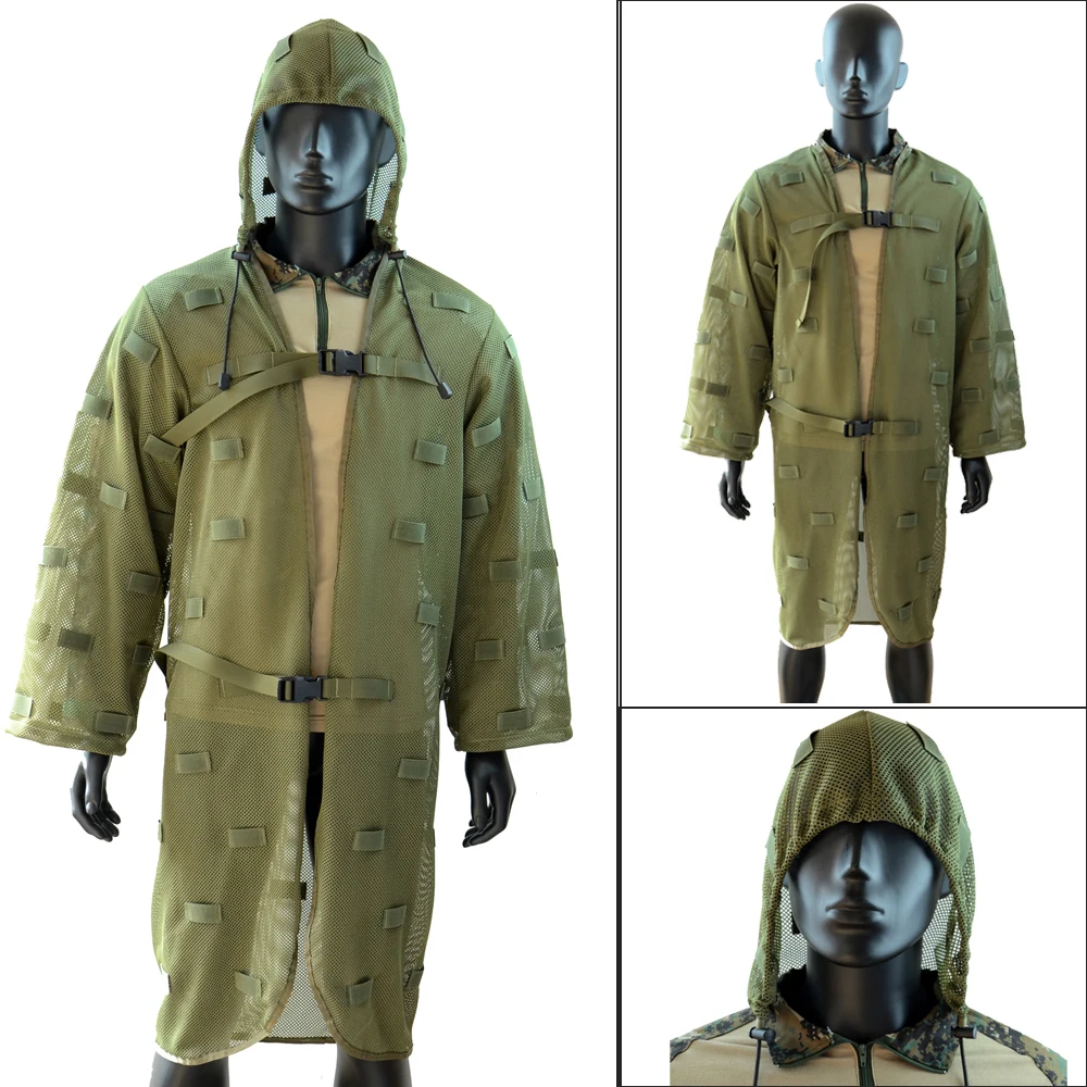 ROCOTACTICAL Chaleco Ghillie verde militar – Nylon táctico con capucha - imagen 2