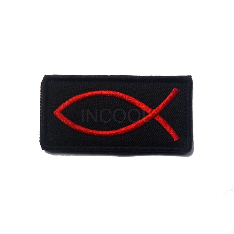 Parche bordado pez Jesús – Para chaqueta o mochila táctica - imagen 3