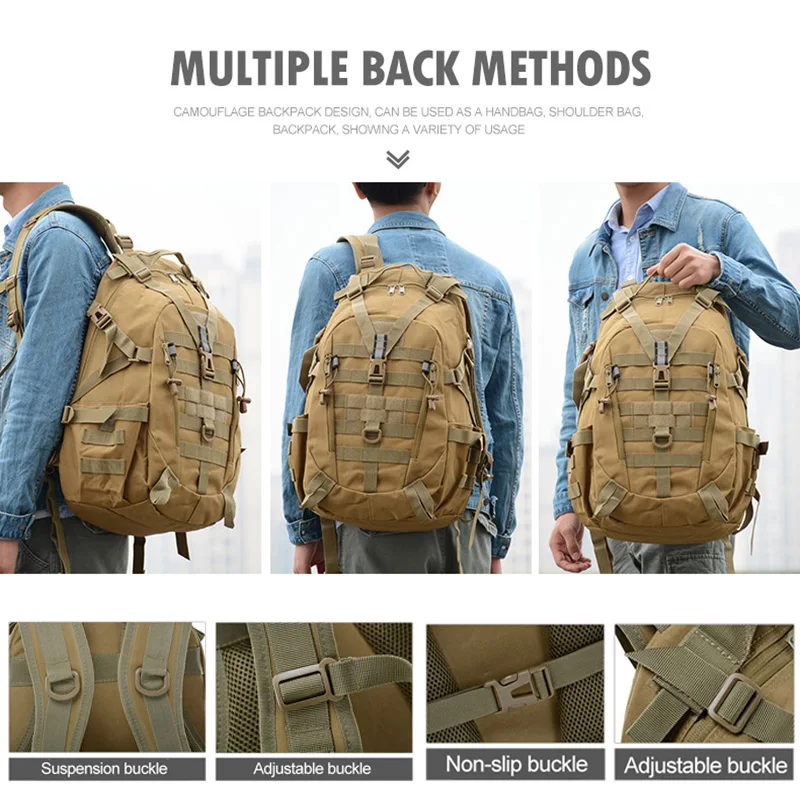Mochila táctica hombre MOLLE para acampar escalada senderismo - imagen 4