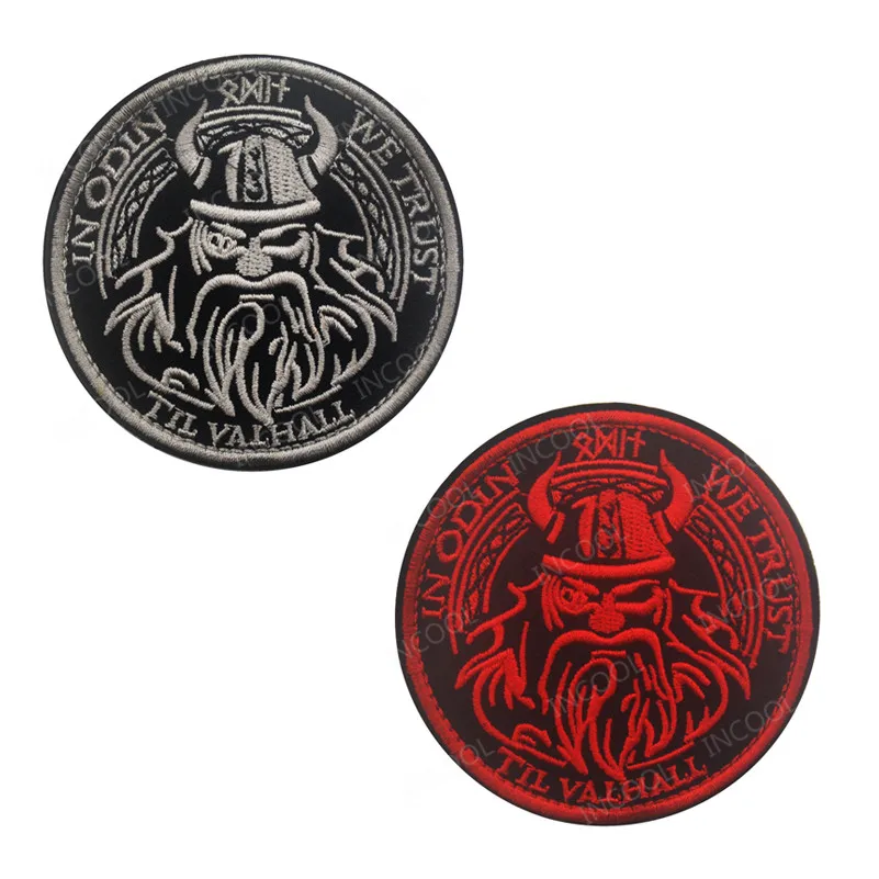 Parche bordado reflectante Vikingo GOD WE TRUST tela Lobo mochila ropa - imagen 2