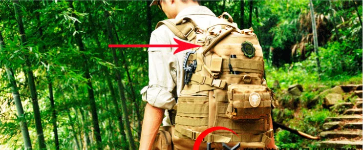 Detalle del enganche metálico y el conector de liberación rápida