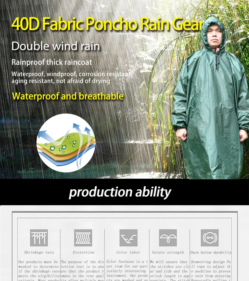 Impermeable poncho de silicona ultraligero plegado
