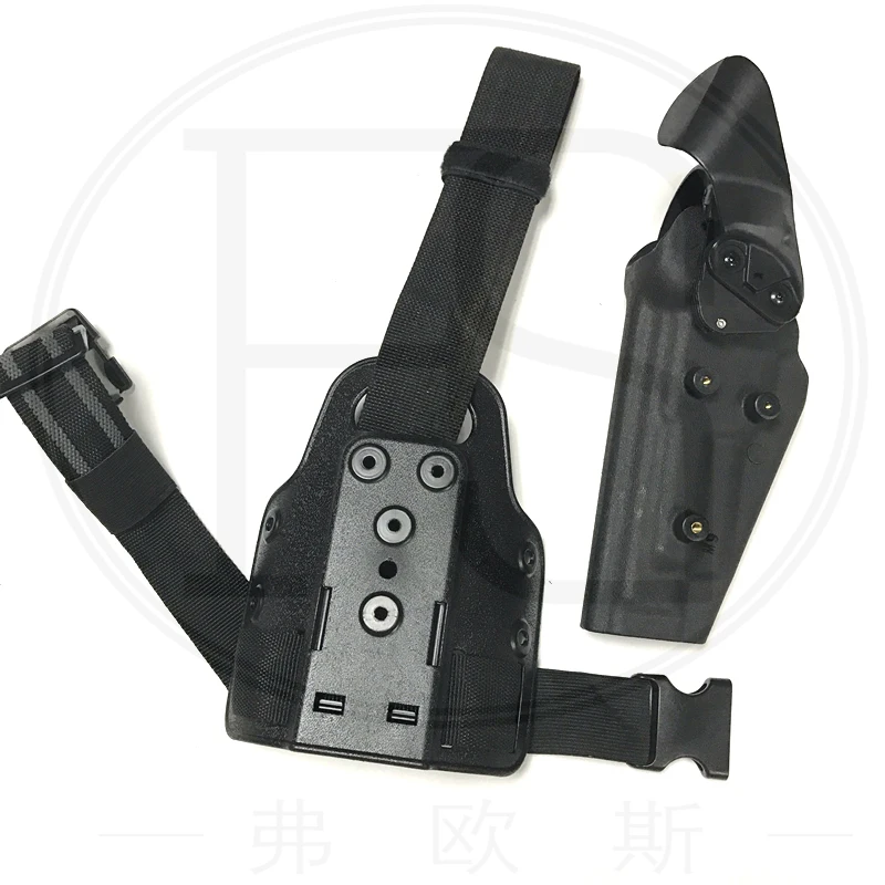 Funda táctica piel negra para pistola de aire, pierna y muslo - imagen 5