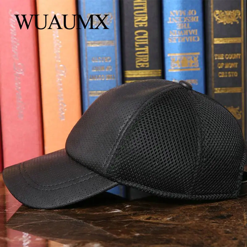 Gorra snapback de cuero auténtico con malla transpirable urbana - imagen 2